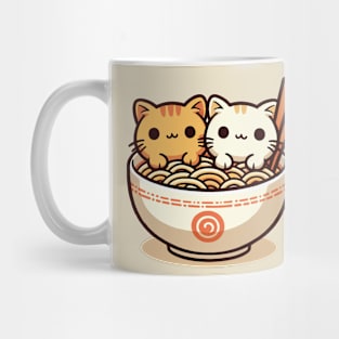 two cute kitty in ramen noodles Mug